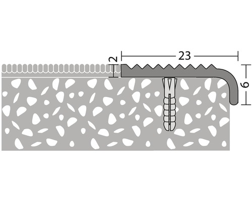 Abbildung einer Treppenkantenprofil-Zeichnung mit Maßangaben