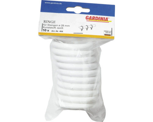Gardinia Vorhangringe, 28 Millimeter Durchmesser, aus Kunststoff, 10 Stück