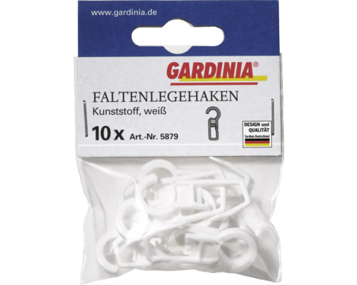 Gardinia Faltenlegehaken, 10 Stück, aus Kunststoff