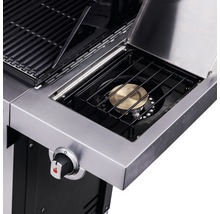 Seitenkocher eines Gasgrills aus Edelstahl mit Bedienknopf