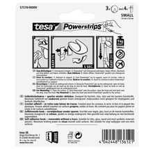 Tesa Powerstrips kleiner Klebehaken, dreifach Pack inklusive vier Klebestreifen, maximale Haltekraft ein Kilogramm