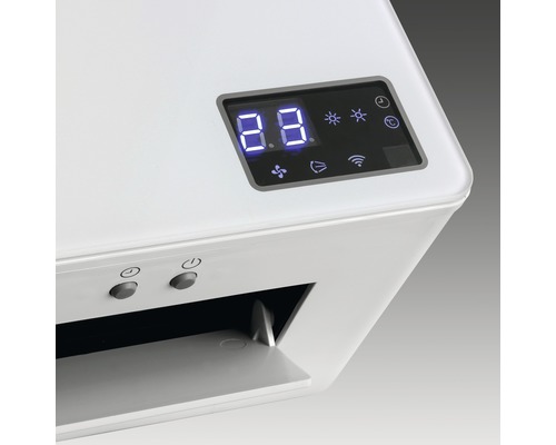 Detailansicht eines Luftbefeuchters mit digitaler Anzeige und Bedienelementen