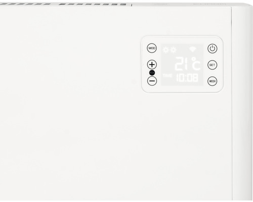 Nahaufnahme eines weißen Heizkörpers mit digitalem Display