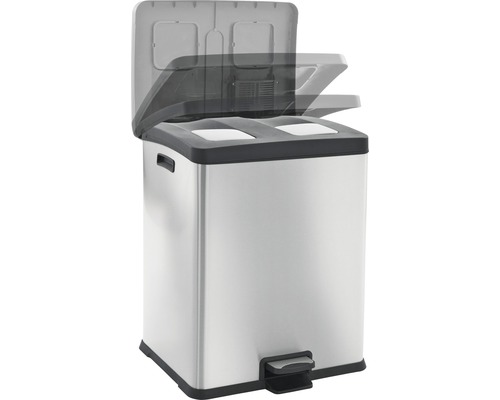 Abfalleimer aus Edelstahl mit Pedal und offenem Deckel