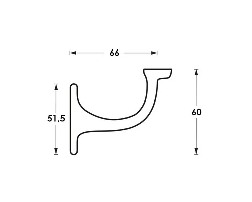 Technische Zeichnung eines Geländerhalters mit Maßangaben