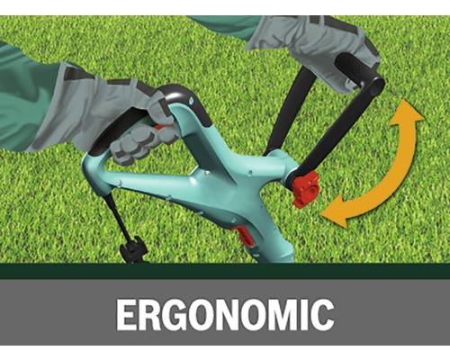 Ergonomischer Bodenausheber im Einsatz auf einer Rasenfläche.