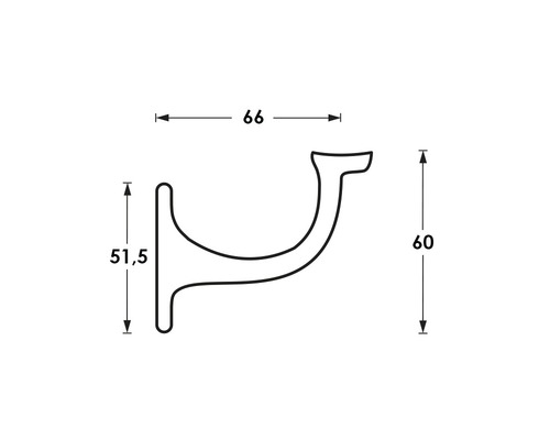 Technische Zeichnung eines Geländerhalters mit Maßangaben