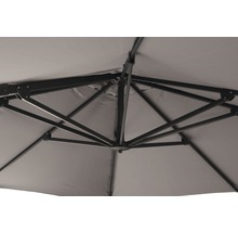 Detailansicht von unten eines Sonnenschirms mit Streben