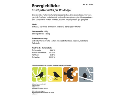 Informationen zu Energiestück Mischfutter für Wildvögel
