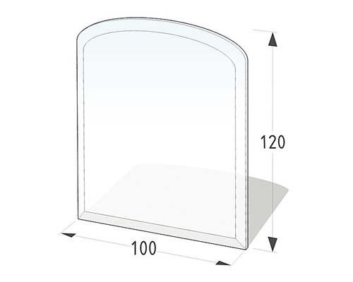 Produktzeichnung einer Duschwand mit Abmessungen 100 mal 120