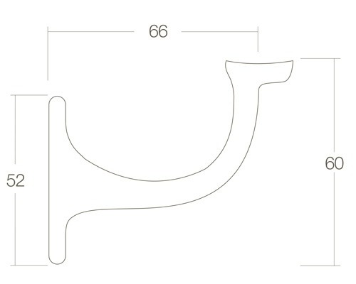Technische Zeichnung eines Geländerhalters mit Maßangaben