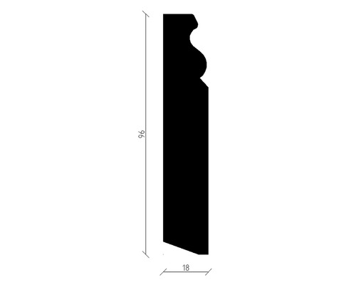 Profilleiste mit Abmessungen 96 mm Höhe und 18 mm Breite