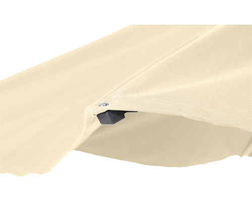 Detailansicht einer beigen Pavillonbespannung mit Halterung