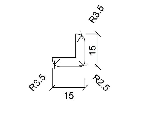 Technische Zeichnung eines Winkelprofils mit Maßen