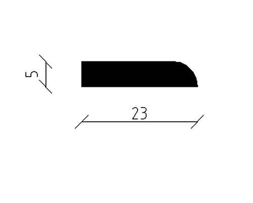Skizze eines Profils mit den Maßen 5 mm Höhe und 23 mm Breite