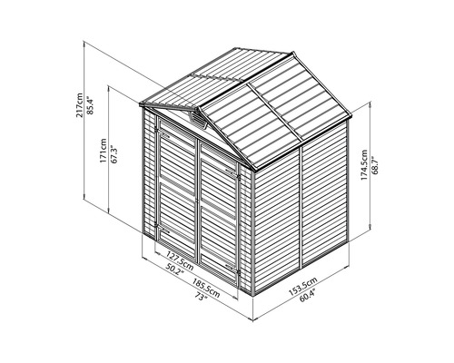 Zeichnung Gartenhaus mit Maßangaben