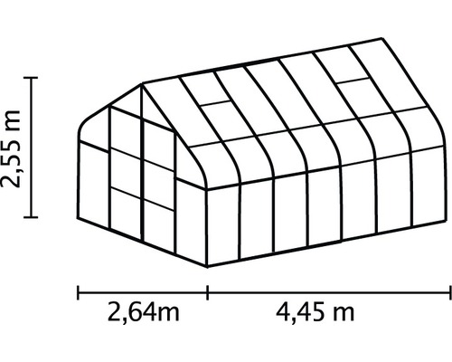 Gewächshaus Skizze mit Maßangaben