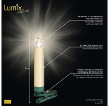 Lumix Superlight Minikerze Elfenbein mit Clip und Batterie, circa 9 cm hoch
