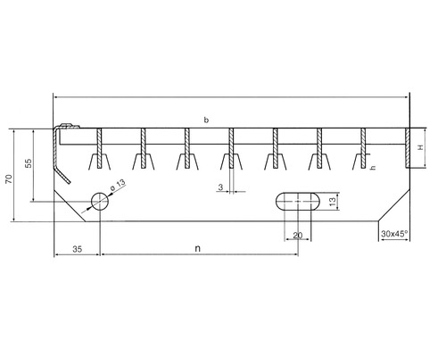 Technische Zeichnung mit Maßangaben