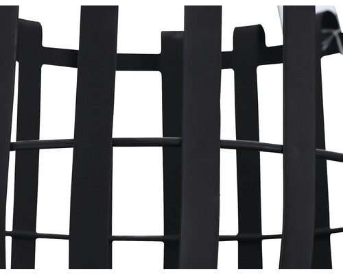 Detailansicht einer Feuerstelle aus Metall mit Gitterstruktur