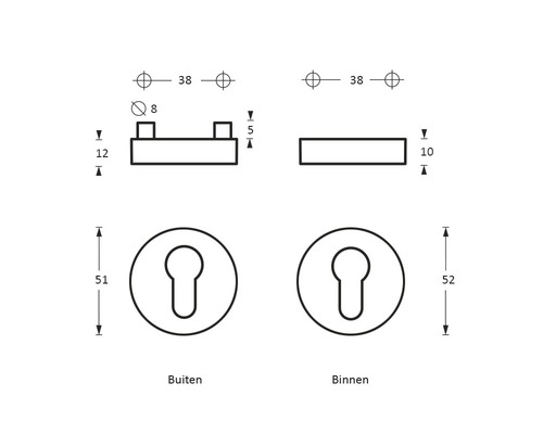 Technische Zeichnung eines Türschildes mit Abmessungen