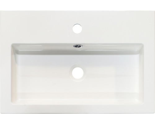 Waschtisch aus Keramik mit Hahnloch und Überlauf