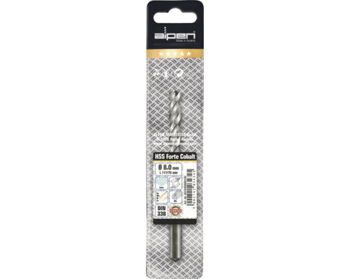 Alpen HSS Forte Cobalt Bohrer, 8.0 mm Durchmesser