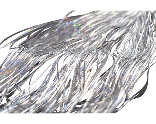 Christbaumschmuck Hängelametta holographisch silber Silberfarbene Lamettafäden