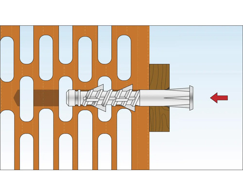 Illustration einer Dübelbefestigung in Lochziegel