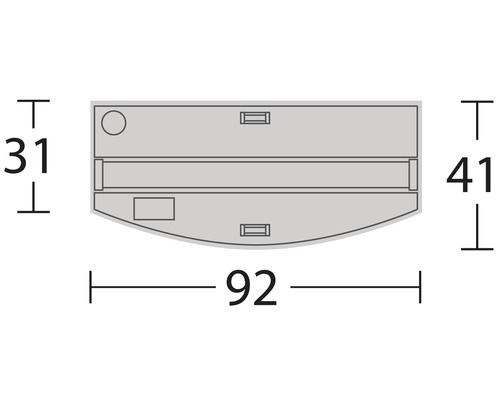 Technische Zeichnung eines Waschtischunterschranks mit den Maßen 92, 31 und 41