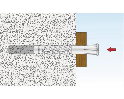 Illustration einer Dübelbefestigung in einer Betonwand