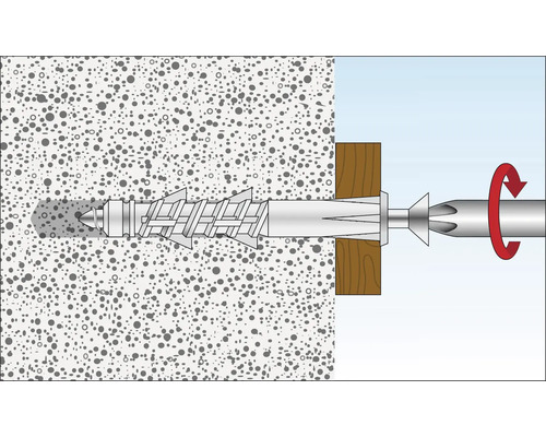 Illustration einer Dübelmontage in einer Betonwand