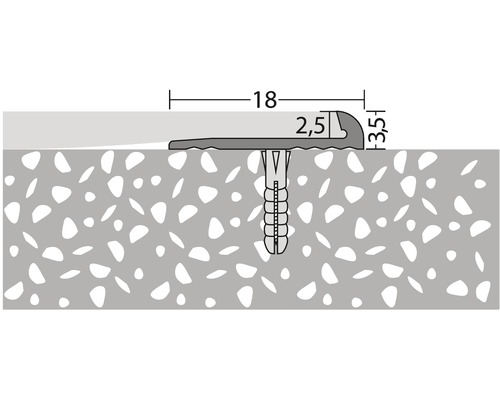 Illustration eines Übergangsprofils mit Maßangaben und Befestigung