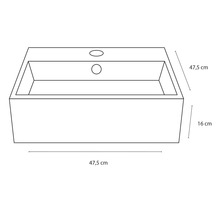 Handwaschbecken-Set Differnz Dione eckig inkl. Ablaufventil,Designsiphon,Standventil 46,5x46 cm weiß chrom-thumb-5