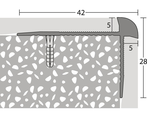 Illustration eines Treppenkantenprofils mit Maßangaben
