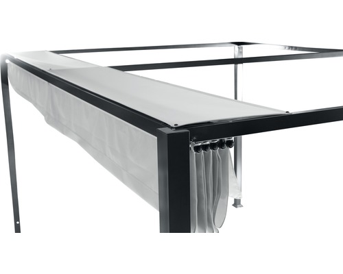 Detailansicht eines Pavillons mit verschiebbarem Dach und Seitenteilen