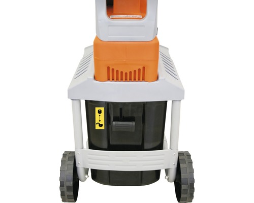 Gartenhäcksler mit Auffangbehälter und Rädern