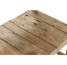 Nahaufnahme einer Tischplatte aus Holzlatten