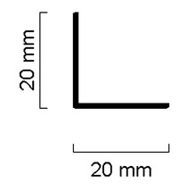 Illustration eines Winkelprofils mit den Maßen 20 mm x 20 mm