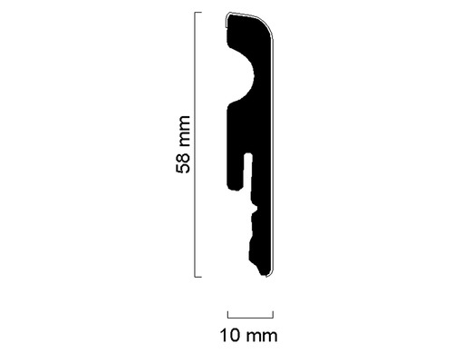 Abmessungen eines Sockels: 58 mm hoch und 10 mm tief