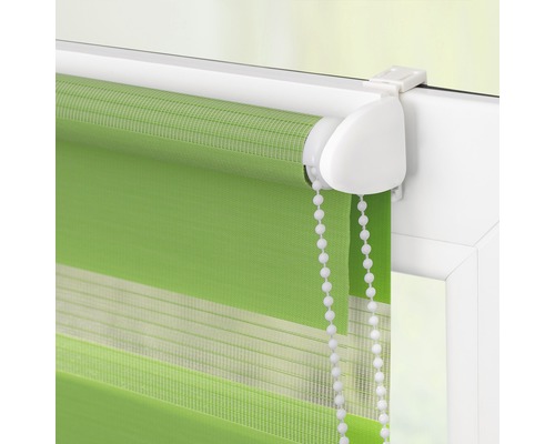 Grüne Fenster-Doppelrollo mit Kettenzug