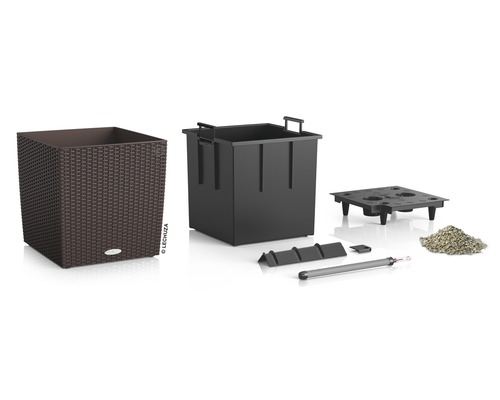 Quadratischer Pflanzkübel mit Bewässerungssystem und Zubehör