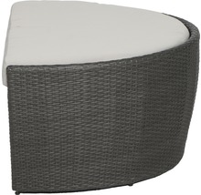 Halbrunder grauer Rattanhocker mit Sitzkissen