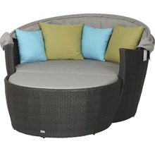 Gartenmuschel mit Polyrattan und Kissen