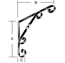 Dekorativer Wandträger mit Maßangaben A, B und C.