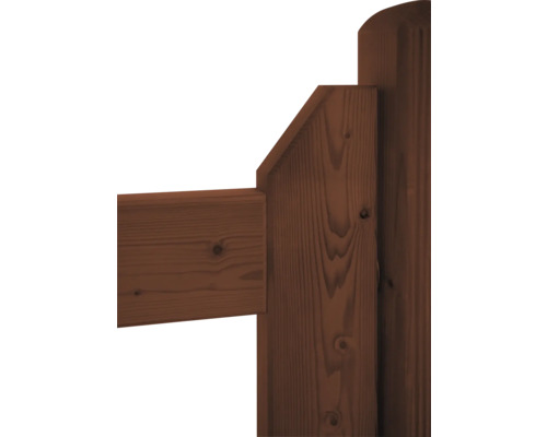 Detailansicht eines Holzzauns mit Pfosten und Querriegel