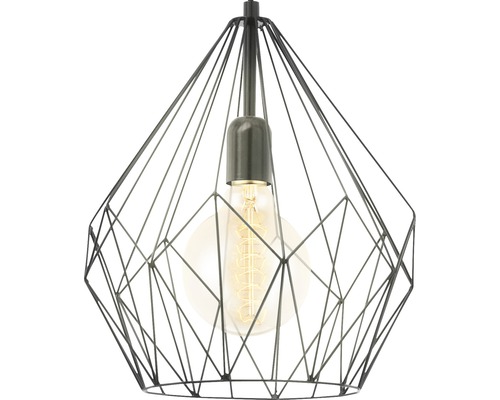 Hängelampe mit geometrischem Drahtgestell und Glühbirne