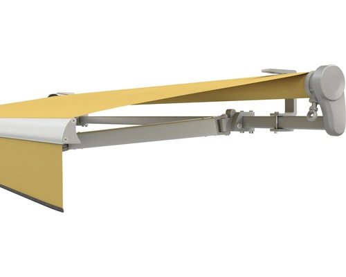 SOLUNA Gelenkarmmarkise Trend 3,5x3 Stoff Dessin U415 Gestell Silber eloxiert inkl. Motor, Wandschalter,Nothandkurbel, Sonnen und Windwächter