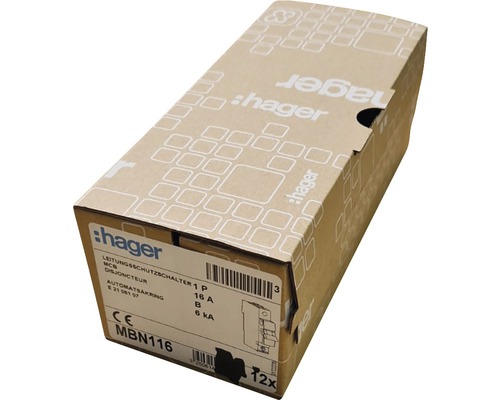 Verpackung eines Hager Leitungsschutzschalters 16 Ampere
