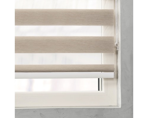 Fenster mit modernem Doppelrollo zur Lichtregulierung